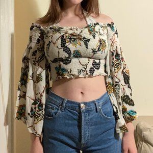 Cropped Long Sleeve Flowy Top